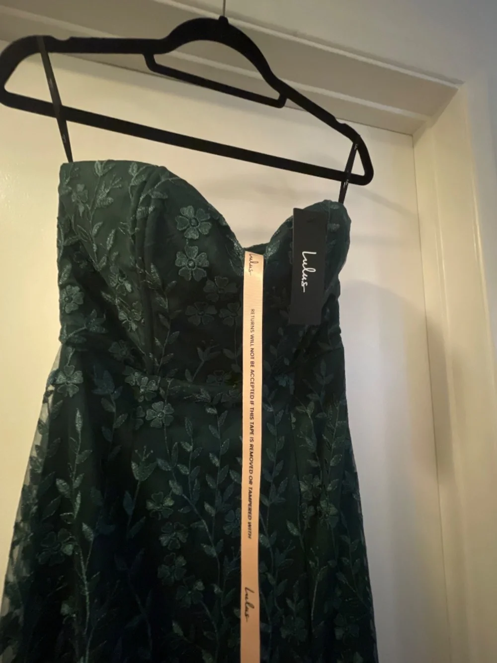 Lulus Romantic Beauty Green Floral Embroidered Strapless Maxi Dress - Size M - Picture 3 of 3
